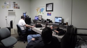 Panoramic image of the CARC shack during the CQ WPX RTTY contest made by Jim AB5JK. Don't blame me!